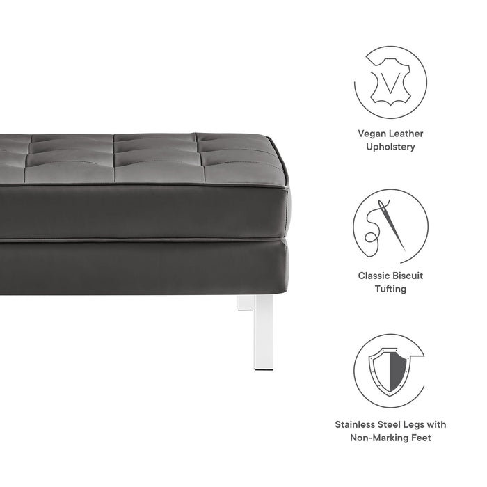 Loft Tufted Vegan Leather Ottoman