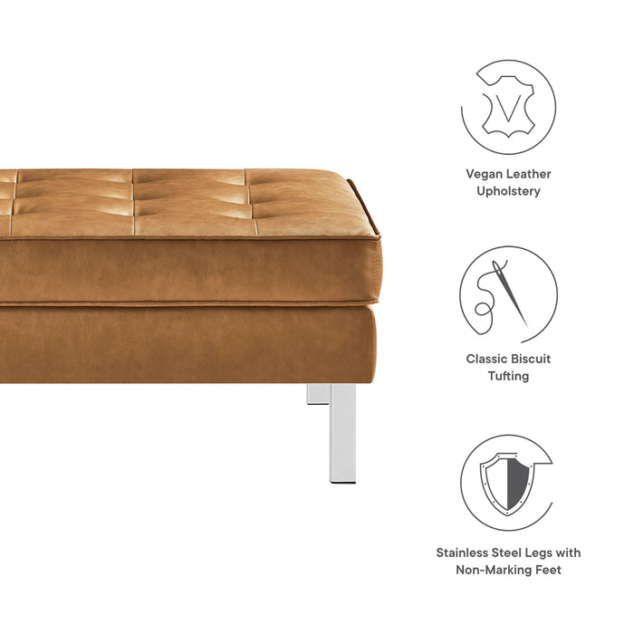 Loft Tufted Vegan Leather Ottoman