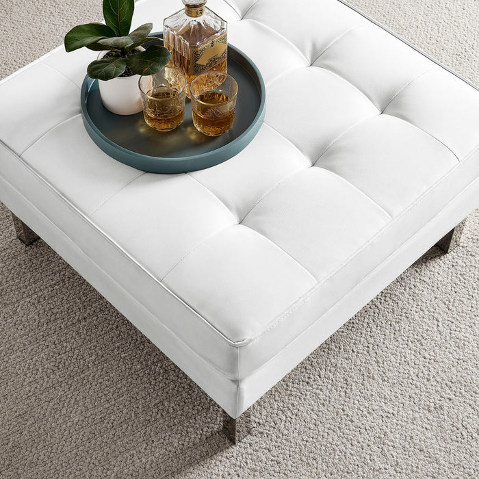 Loft Tufted Vegan Leather Ottoman