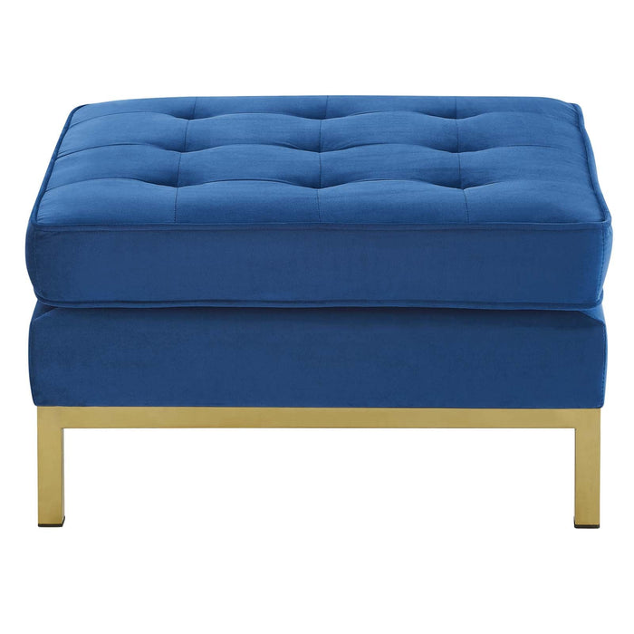 Loft Gold Stainless Steel Leg Performance Velvet Ottoman