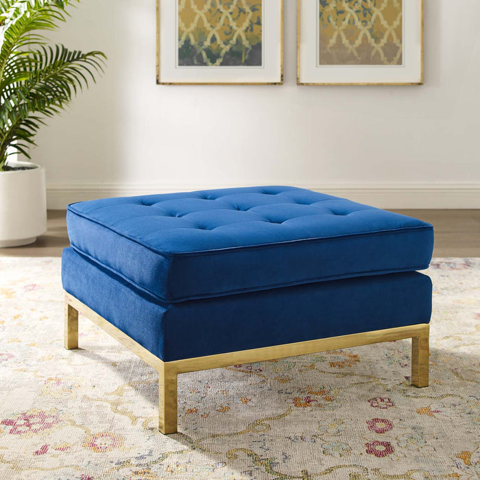 Loft Gold Stainless Steel Leg Performance Velvet Ottoman