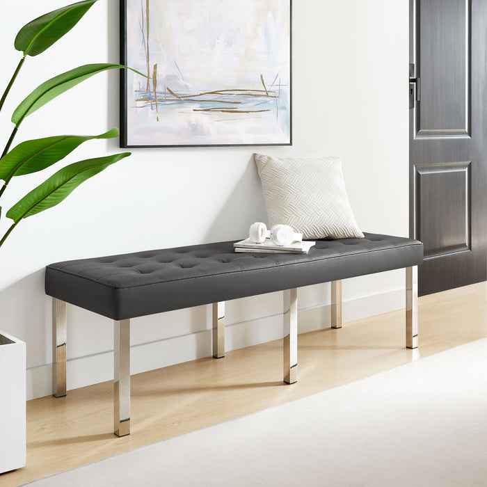 Loft Tufted Vegan Leather Bench