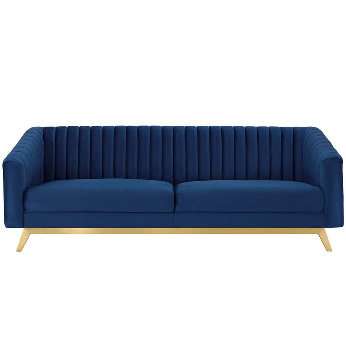 Valiant Vertical Channel Tufted Performance Velvet Sofa