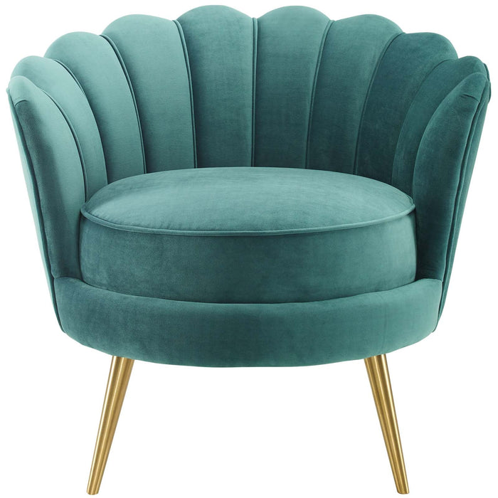 Admire Scalloped Edge Performance Velvet Accent Armchair