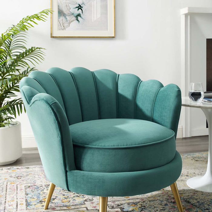 Admire Scalloped Edge Performance Velvet Accent Armchair