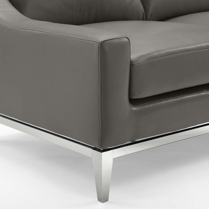 Harness 83.5" Stainless Steel Base Leather Sofa