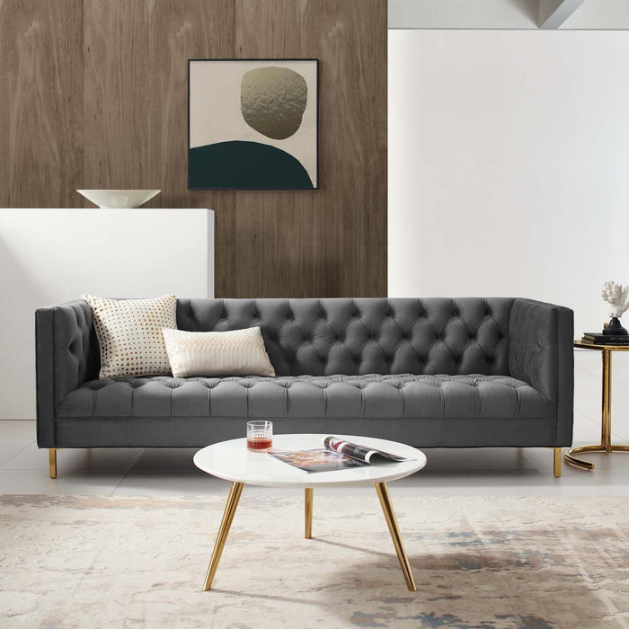 Delight Tufted Button Performance Velvet Sofa