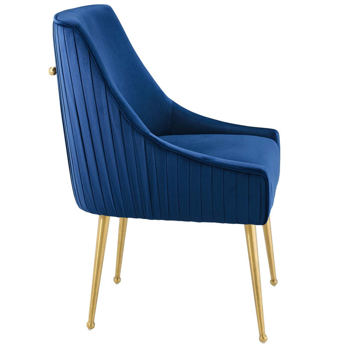 Discern Pleated Back Upholstered Performance Velvet Dining Chair