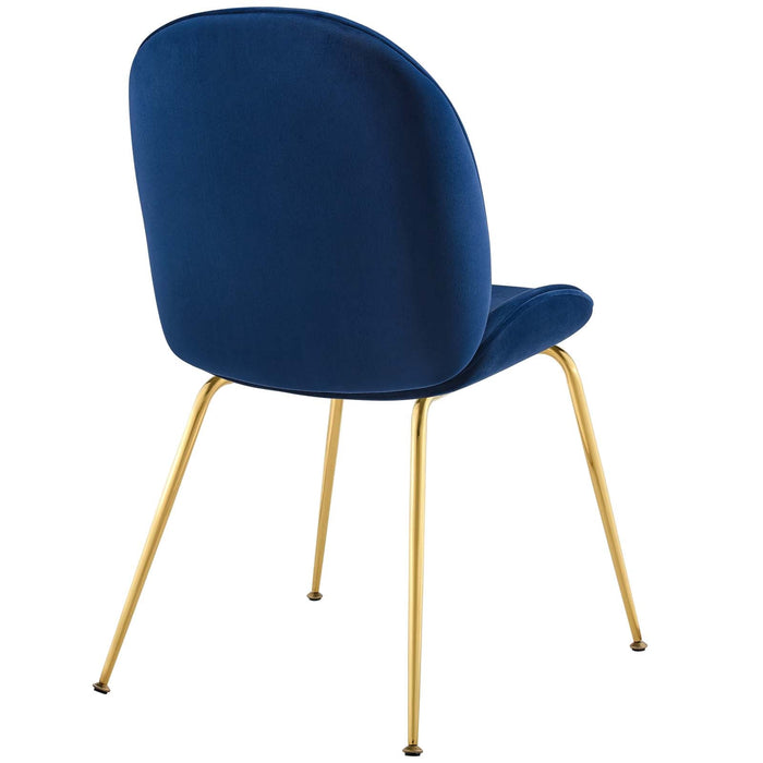 Scoop Gold Stainless Steel Leg Performance Velvet Dining Chair