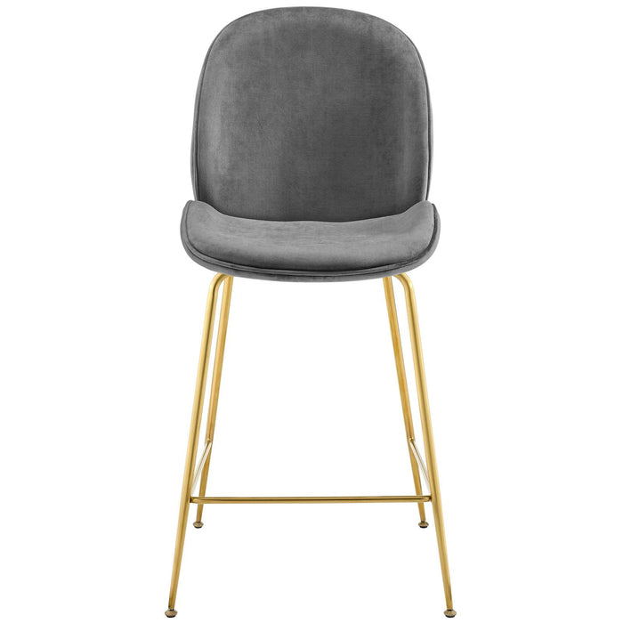 Scoop Gold Stainless Steel Leg Performance Velvet Counter Stool