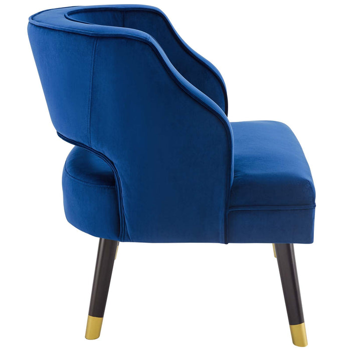 Traipse Button Tufted Open Back Performance Velvet Armchair