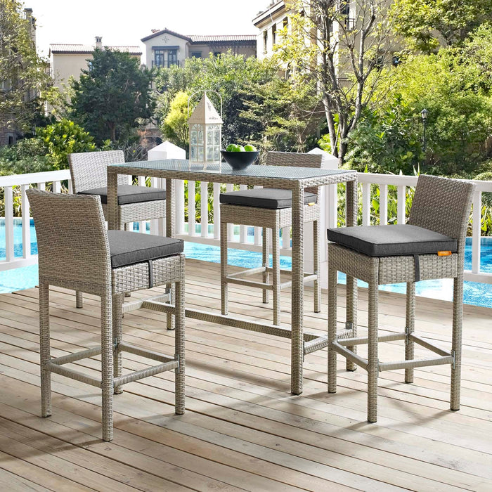 Conduit Outdoor Patio Wicker Rattan Bar Stool Set of 4