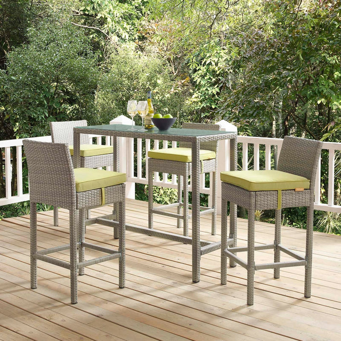 Conduit Outdoor Patio Wicker Rattan Bar Stool Set of 4