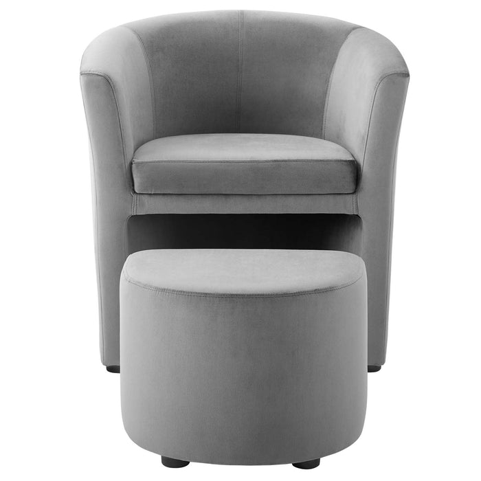 Divulge Performance Velvet Arm Chair and Ottoman Set