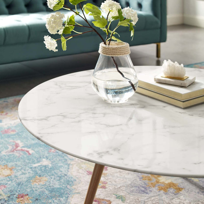 Lippa Round Artificial Marble Coffee Table with Tripod Base