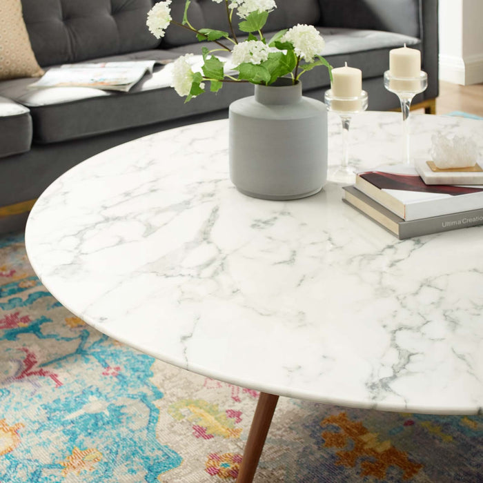 Lippa Round Artificial Marble Coffee Table with Tripod Base