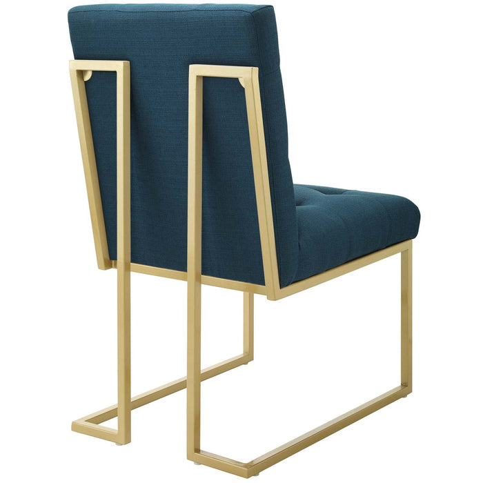 Privy Gold Stainless Steel Upholstered Fabric Dining Accent Chair