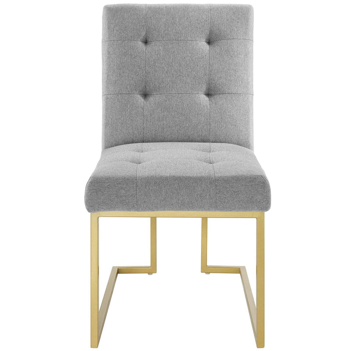 Privy Gold Stainless Steel Upholstered Fabric Dining Accent Chair