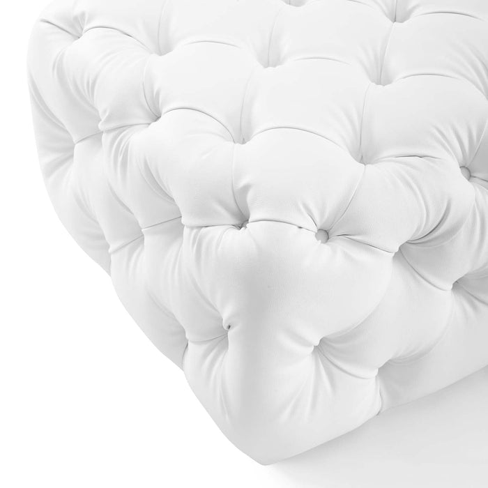 Amour Tufted Button Square Faux Leather Ottoman