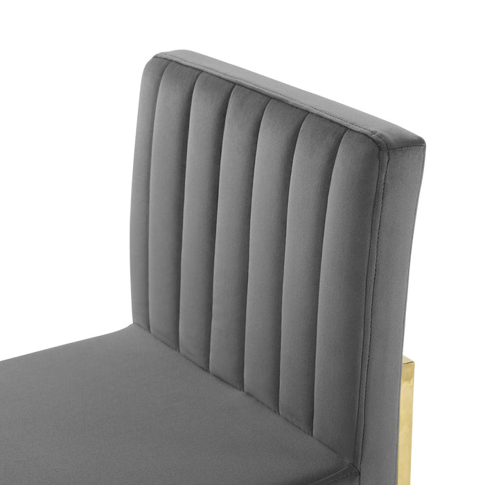 Carriage Channel Tufted Sled Base Performance Velvet Dining Chair