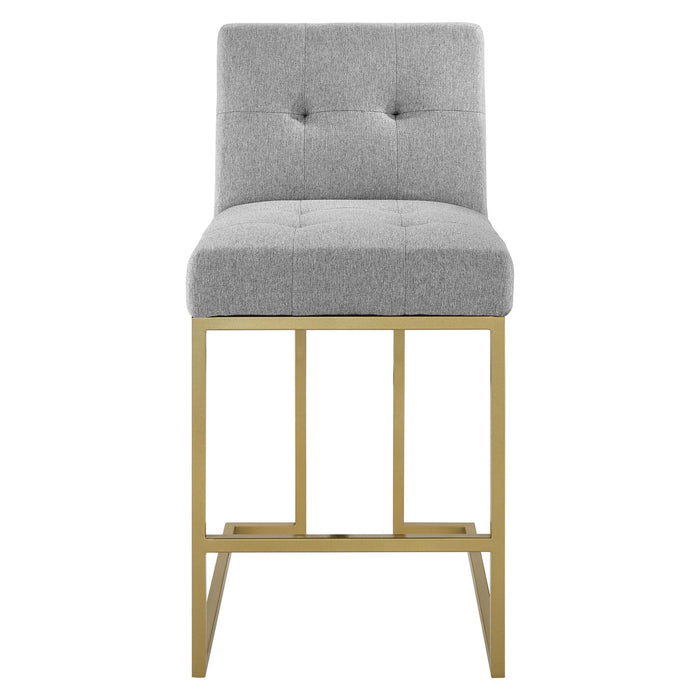 Privy Gold Stainless Steel Upholstered Fabric Counter Stool