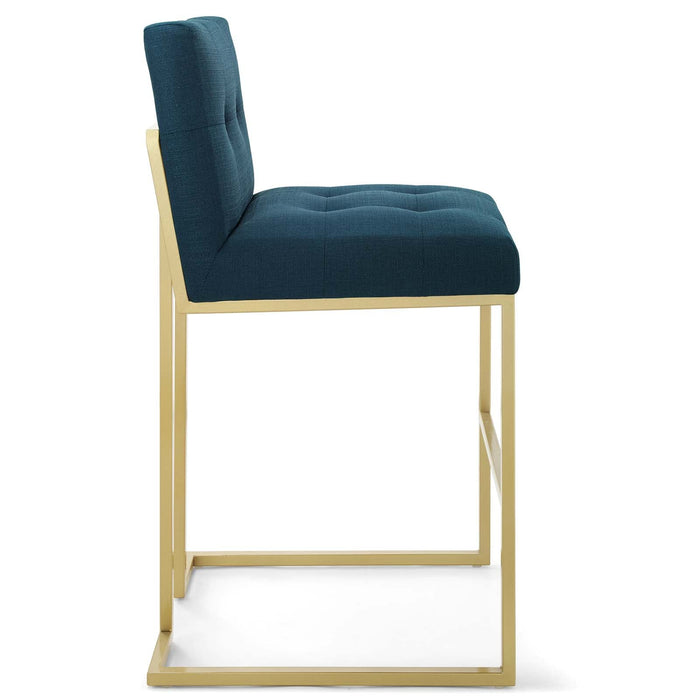 Privy Gold Stainless Steel Upholstered Fabric Bar Stool