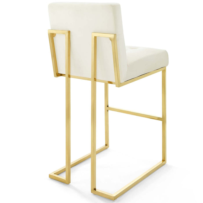 Privy Gold Stainless Steel Performance Velvet Bar Stool