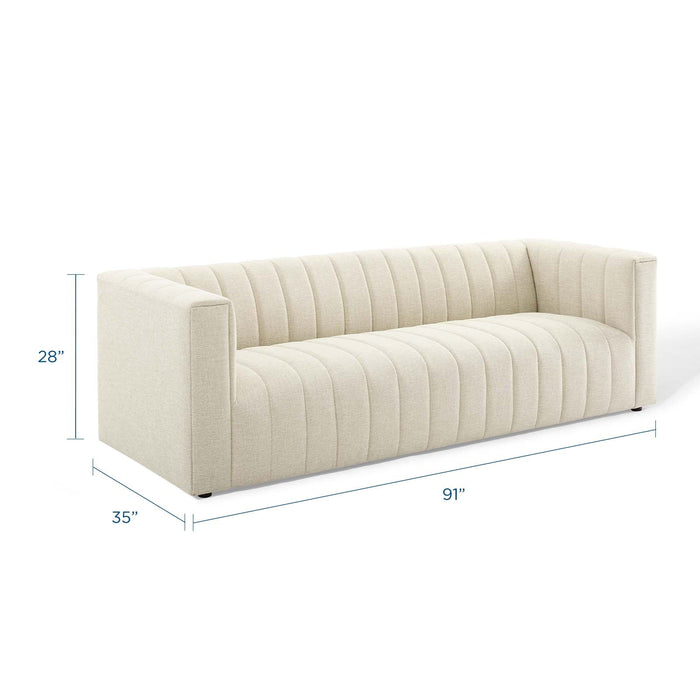 Reflection Channel Tufted Upholstered Fabric Sofa