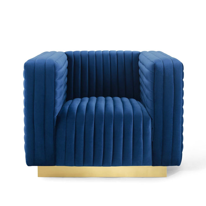 Charisma Channel Tufted Performance Velvet Accent Armchair