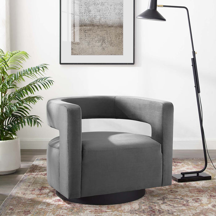 Spin Cutaway Performance Velvet Swivel Armchair