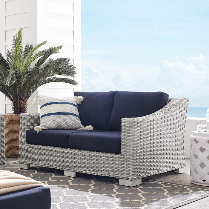 Conway Sunbrella® Outdoor Patio Wicker Rattan Loveseat