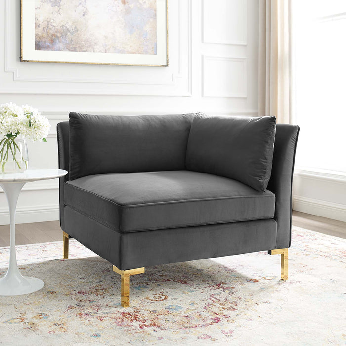 Ardent Performance Velvet Sectional Sofa Corner Chair