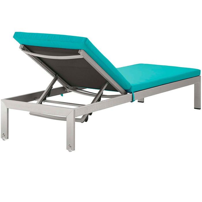 Shore Outdoor Patio Aluminum Chaise Lounge Chair and Side Table