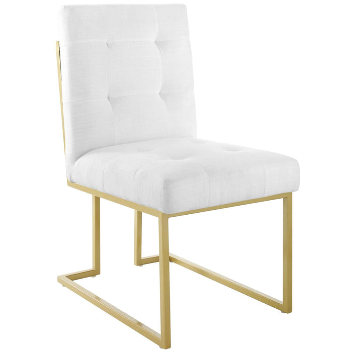 Privy Gold Stainless Steel Upholstered Fabric Dining Accent Chair Set of 2