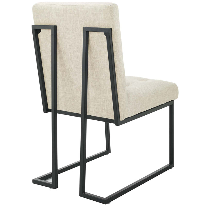 Privy Black Stainless Steel Upholstered Fabric Dining Chair Set of 2