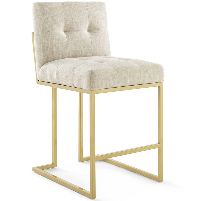 Privy Gold Stainless Steel Upholstered Fabric Counter Stool Set of 2