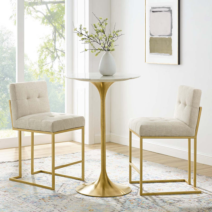 Privy Gold Stainless Steel Upholstered Fabric Counter Stool Set of 2