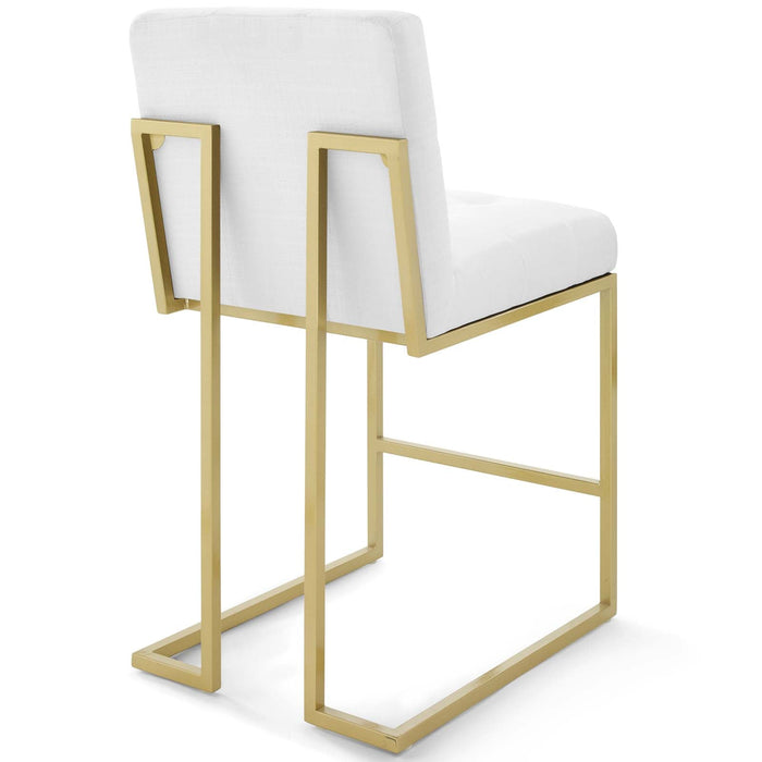 Privy Gold Stainless Steel Upholstered Fabric Counter Stool Set of 2