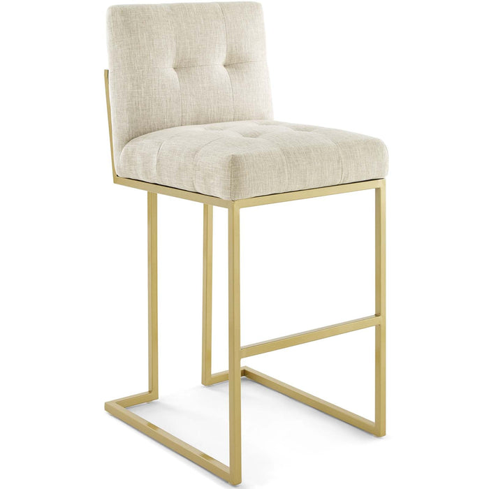 Privy Gold Stainless Steel Upholstered Fabric Bar Stool Set of 2