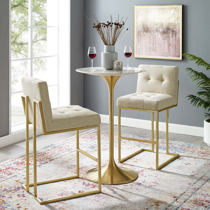 Privy Gold Stainless Steel Upholstered Fabric Bar Stool Set of 2