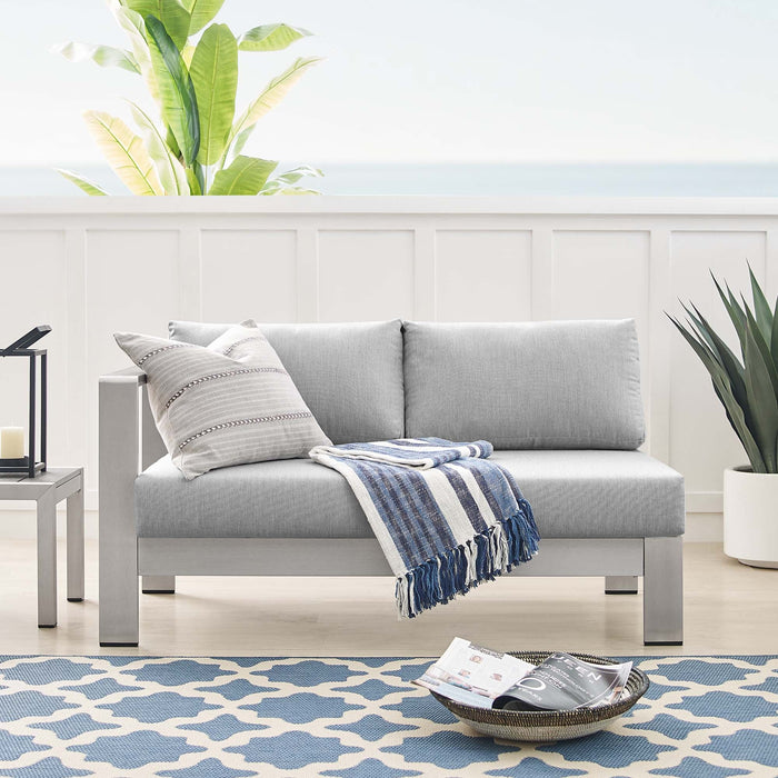 Shore Sunbrella® Fabric Aluminum Outdoor Patio Left-Arm Loveseat