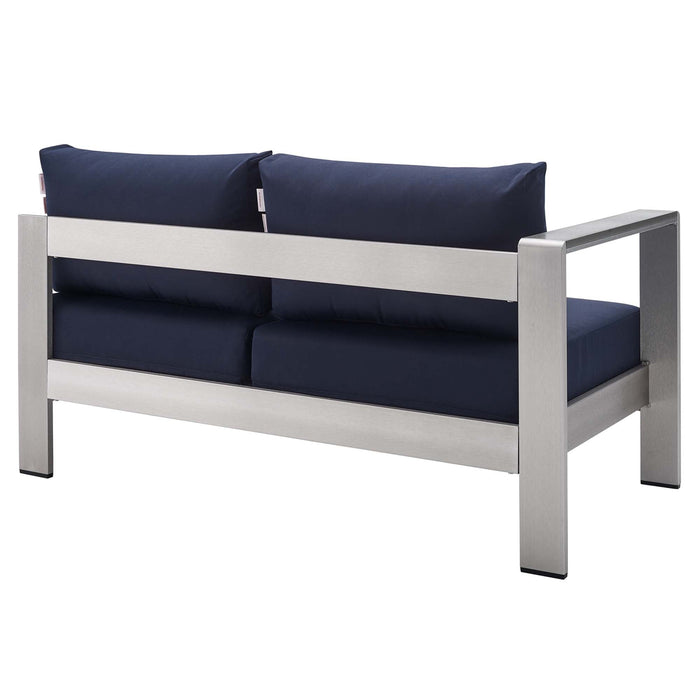 Shore Sunbrella® Fabric Aluminum Outdoor Patio Left-Arm Loveseat