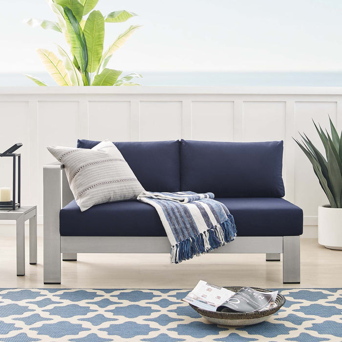 Shore Sunbrella® Fabric Aluminum Outdoor Patio Left-Arm Loveseat