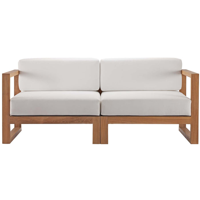 Upland Outdoor Patio Teak Wood 2-Piece Sectional Sofa Loveseat