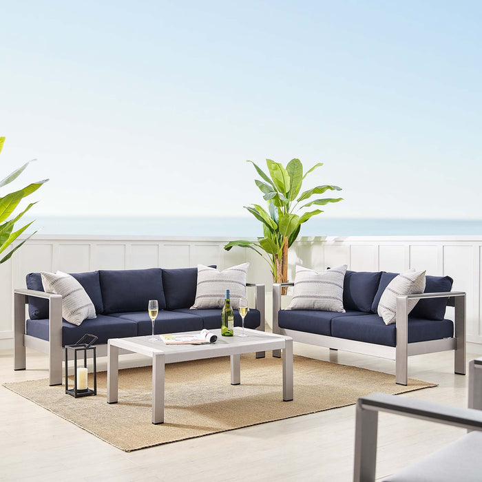 Shore Sunbrella® Fabric Outdoor Patio Aluminum 3 Piece Set