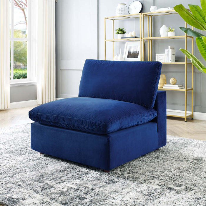 Commix Down Filled Overstuffed Performance Velvet Armless Chair