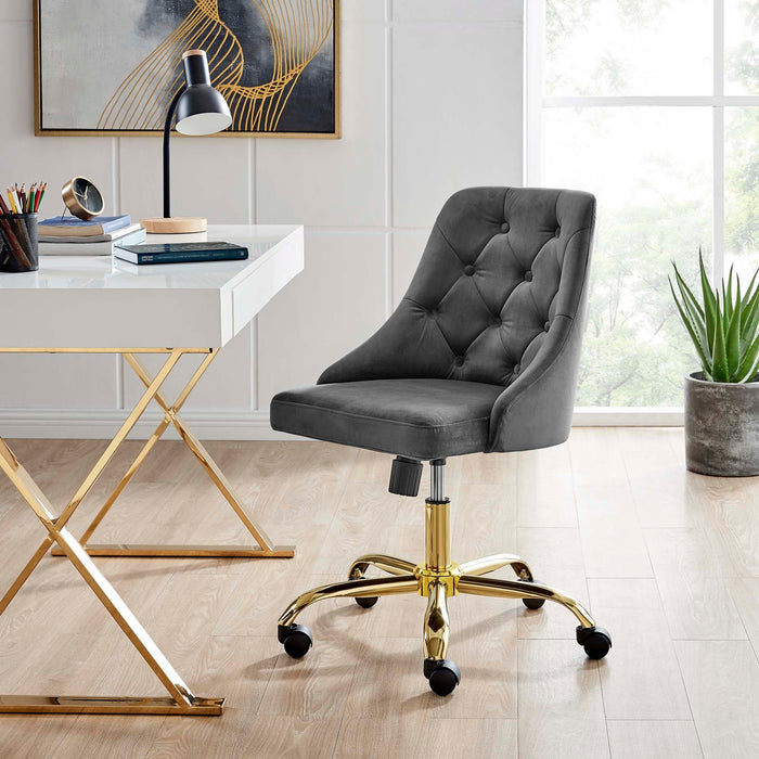 Distinct Tufted Swivel Performance Velvet Office Chair