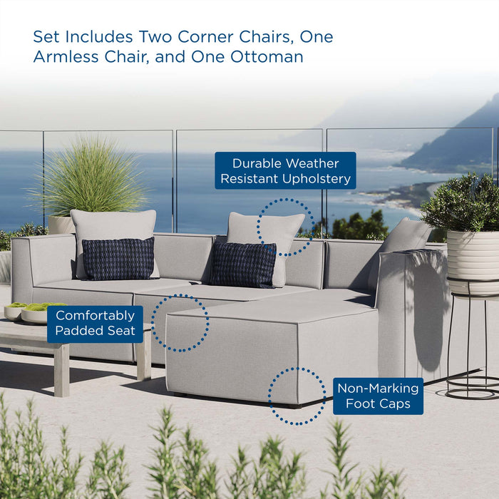 Saybrook Outdoor Patio Upholstered 4-Piece Sectional Sofa