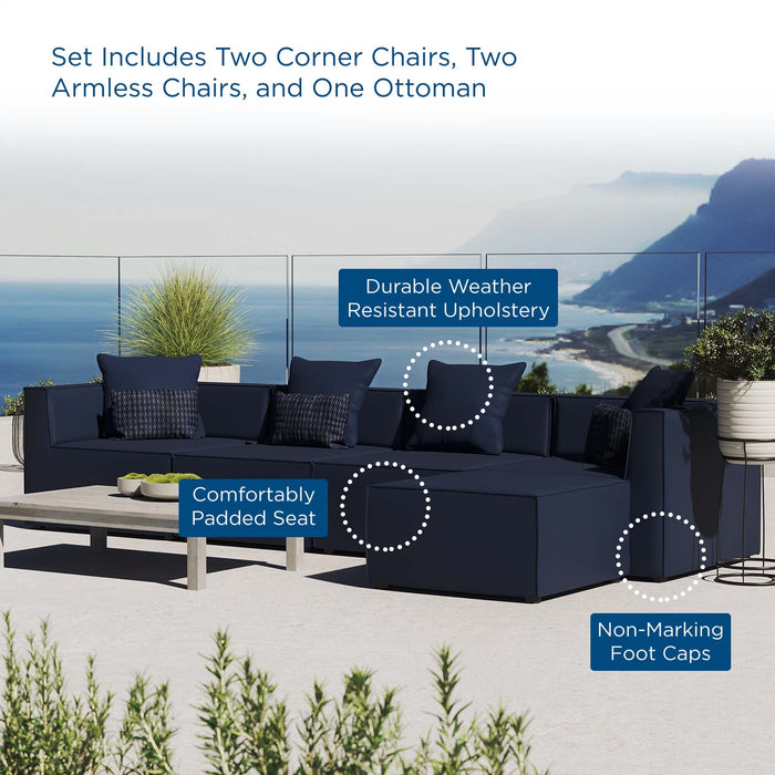 Saybrook Outdoor Patio Upholstered 5-Piece Sectional Sofa