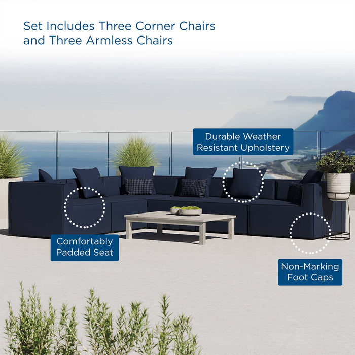 Saybrook Outdoor Patio Upholstered 6-Piece Sectional Sofa